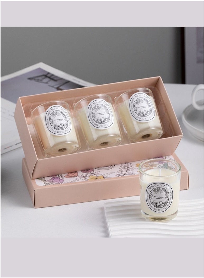 جولدن مجموعة من 3 شموع معطرة، ثلاث روائح مختلفة، اللون: أبيض - Image 3